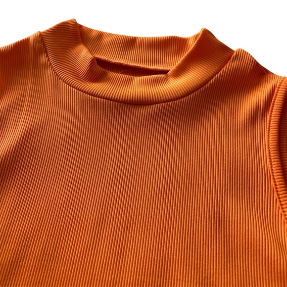 Orange Mock Neck Ribbed Top - Picture 6 of 6